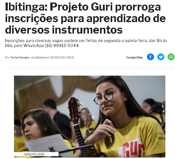 Inscrições prorrogadas para projeto de aprendizado e prática de